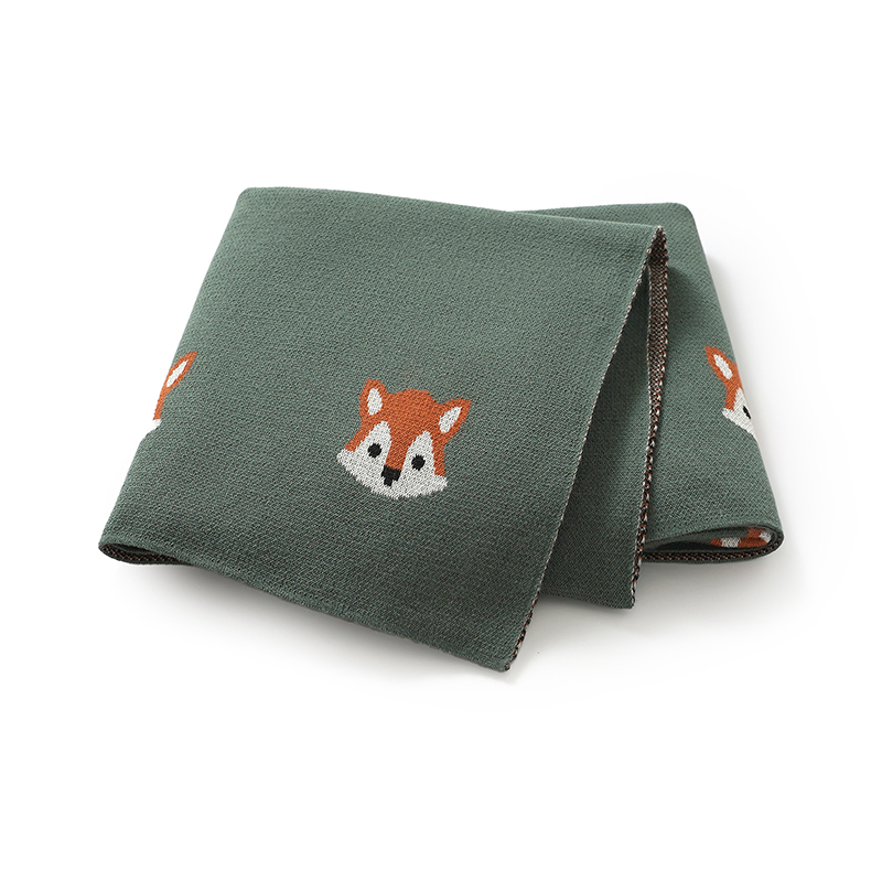 Baby Boy Nursery Quilt - Baby Blankets Cotton Cartoon Fox Knitted