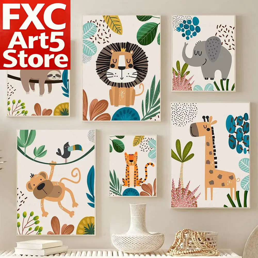Baby Nursery Elephant - Boho Monkey Lion Giraffe Bird Zebra