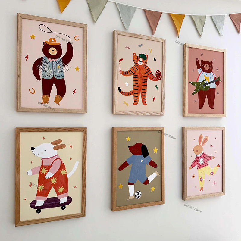Baby Nursery Animal Prints - Funny Cartoon Animal Nursery Wall Art