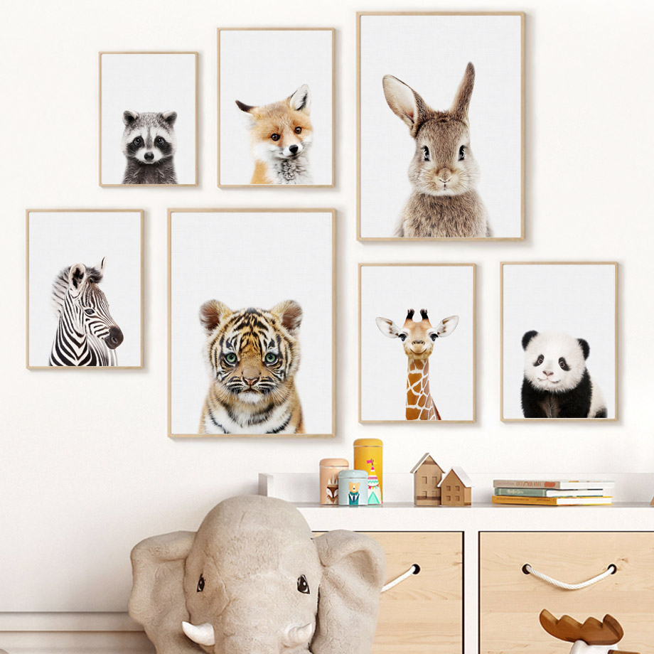 Baby Nursery Elephant - Baby Animals Nursery Posters Lion Tiger