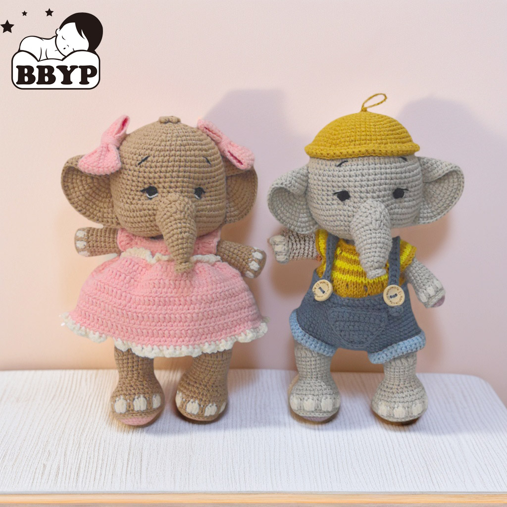 Baby Nursery Elephant - Handmade Knitted Soft Crochet Elephant Plush