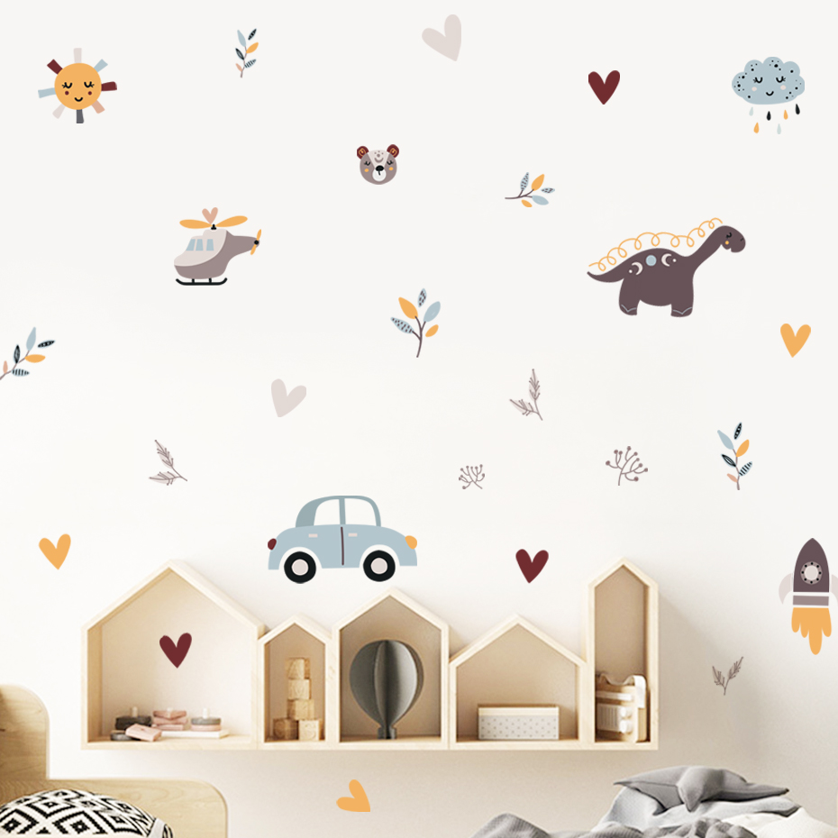 Wall Decal Nursery - Hoạt Hình Khủng Long Máy Bay