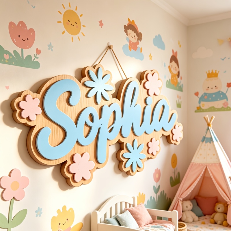 Baby Nursery Sign - Personalized Floral Themed Name Room Sign,