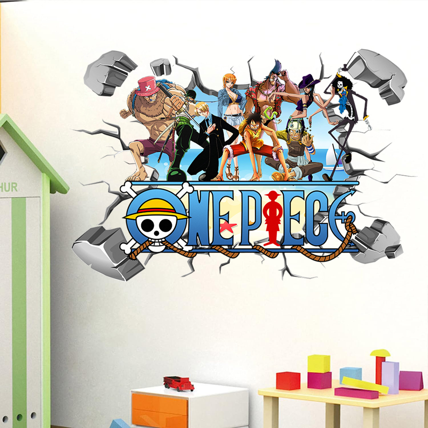 Wall Decal Nursery - Cartoon One Piece Luffy 3D Wall