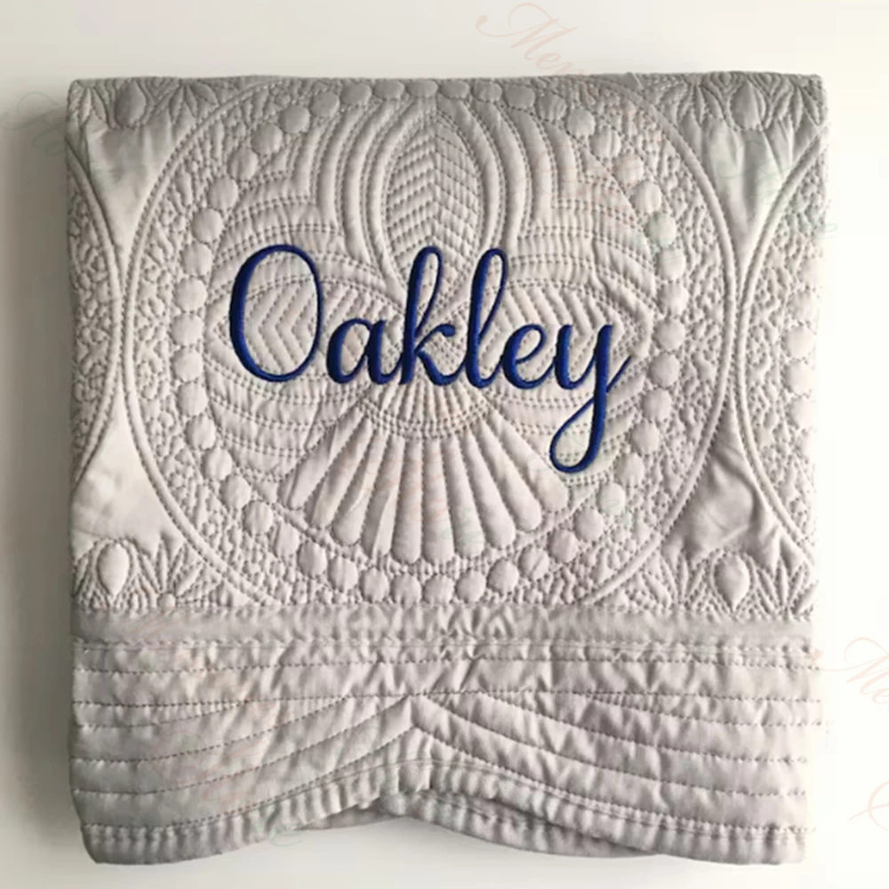 Baby Boy Nursery Quilt - Embroidered Name Baby Nursery Quilts Custom