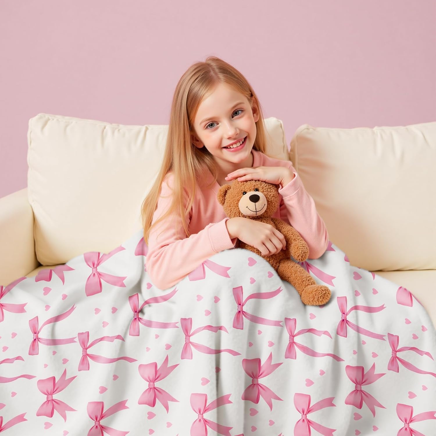 VIKAMA Pink Bow Blanket, Soft  - đánh giá và giá Baby Nursery Decor Girl