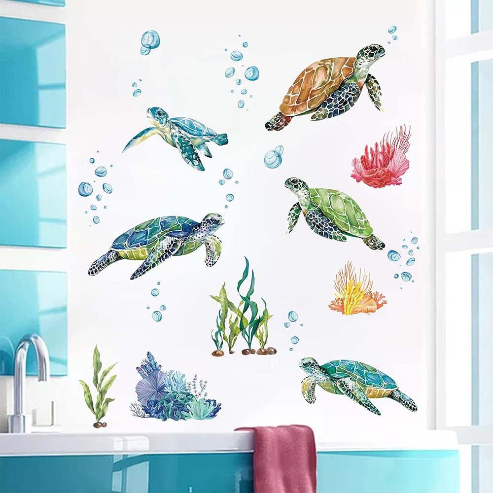 Watercolor Sea Turtles Wall St - đánh giá và giá Baby Nursery Under The Sea
