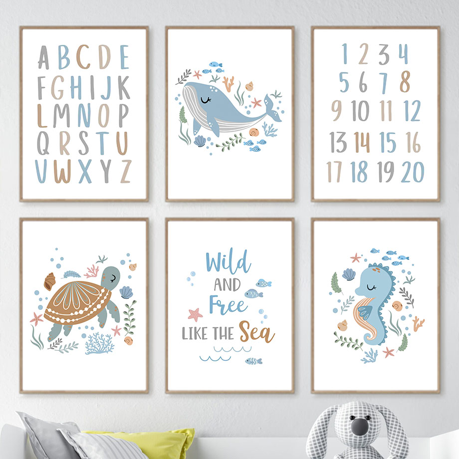 Unframe Ocean Animals Sea Turt - đánh giá và giá Baby Nursery Animal Prints