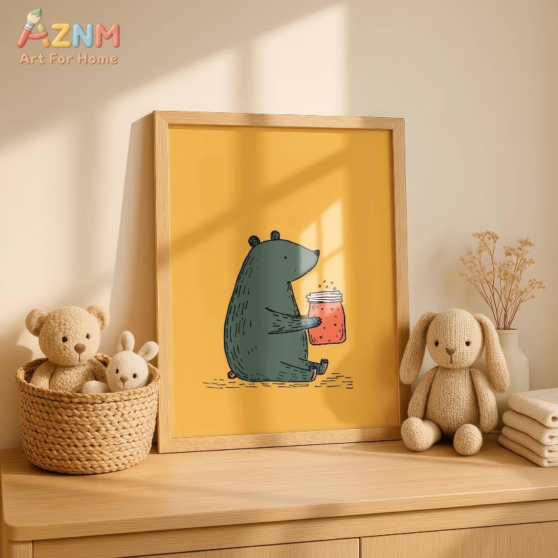 AZNM Cartoon Bear Honey Jar Ca - đánh giá và giá Baby Nursery Animal Prints