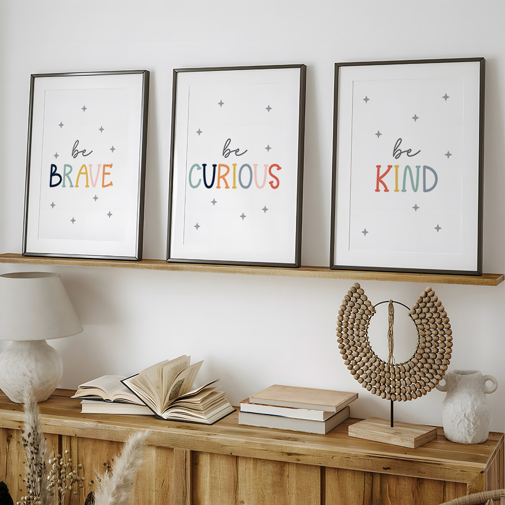 3pcs Be Brave And Kind Posters - đánh giá và giá Baby Nursery Quotes