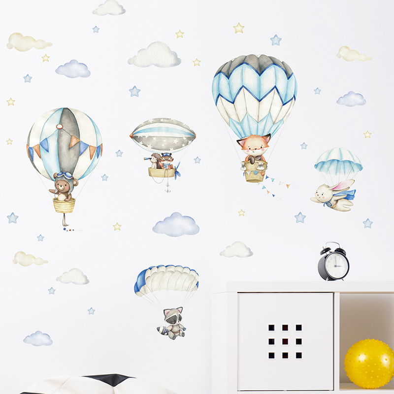 Cartoon Cute Animals Hot Air B - đánh giá và giá Baby Nursery Animal Prints