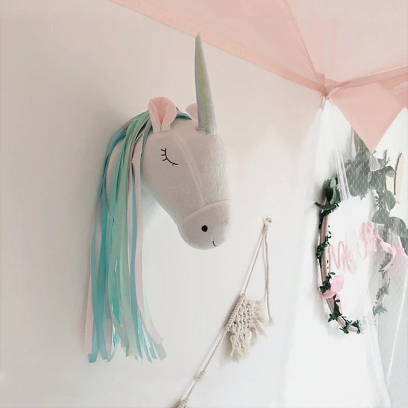 Unicorn Plush Animal Head Wall - đánh giá và giá Baby Nursery Decor Girl