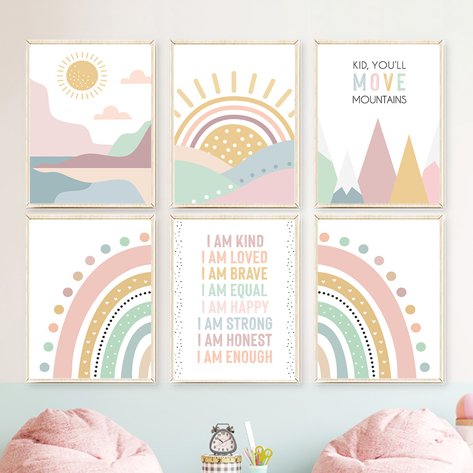 Pink Mountain Sun Rainbow Quot - đánh giá và giá Baby Nursery Quotes