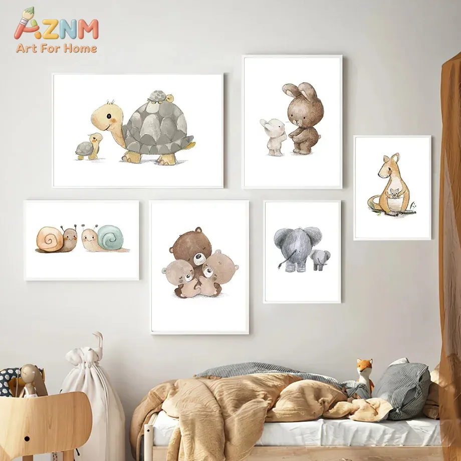AZNM Watercolor Parent Baby An - đánh giá và giá Baby Nursery Elephant