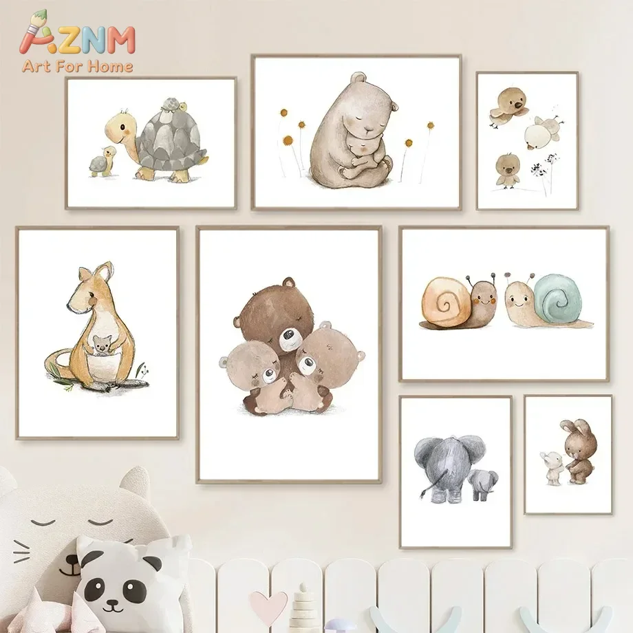 AZNM Watercolor Parent Baby An - đánh giá và giá Baby Nursery Elephant