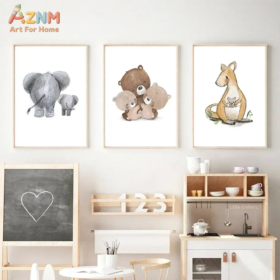 AZNM Watercolor Parent Baby An - đánh giá và giá Baby Nursery Elephant