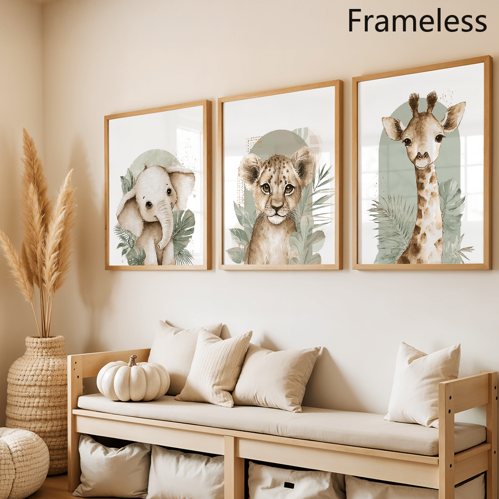 Set of 3 Safari Animal Poster, - đánh giá và giá Baby Nursery Elephant