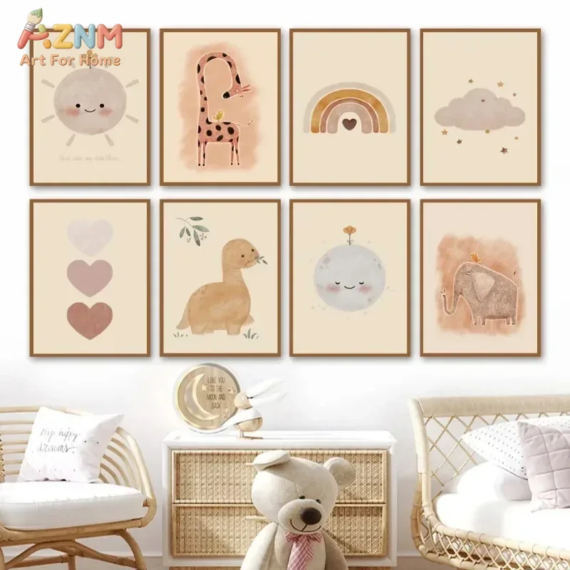 AZNM Neutral Watercolor Dinosa - đánh giá và giá Baby Nursery Elephant