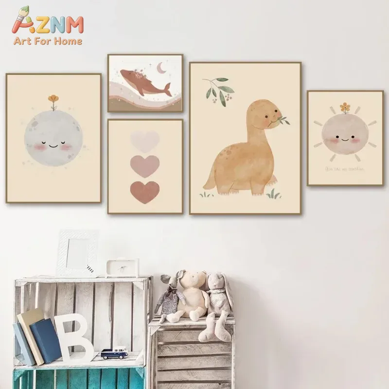 AZNM Neutral Watercolor Dinosa - đánh giá và giá Baby Nursery Elephant
