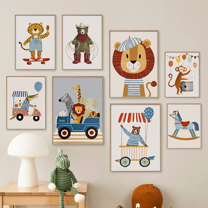 Funny Cartoon Animal Car Ballo - đánh giá và giá Baby Nursery Animal Prints
