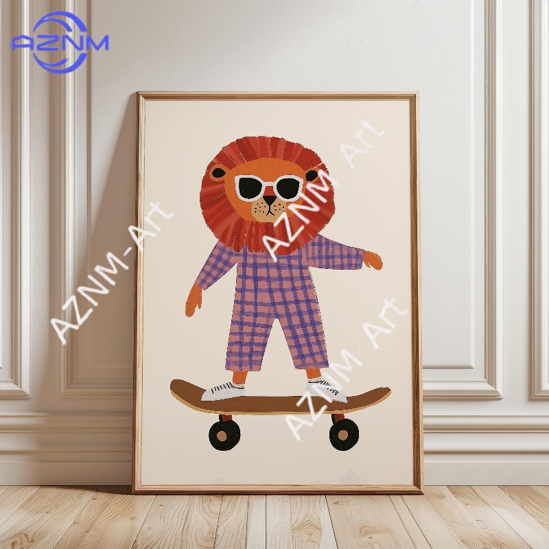 1PC Funny Animal Skateboarding - đánh giá và giá Baby Nursery Animal Prints