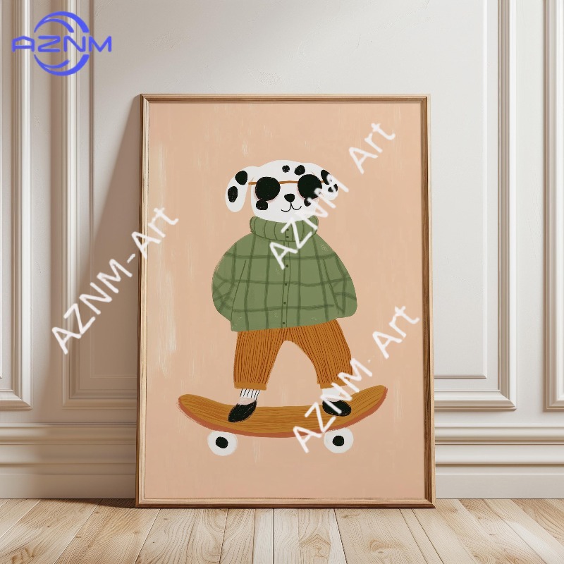 1PC Funny Animal Skateboarding - đánh giá và giá Baby Nursery Animal Prints