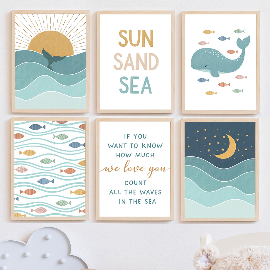 1pc frameless Fish Whale Seagu - đánh giá và giá Baby Nursery Quotes