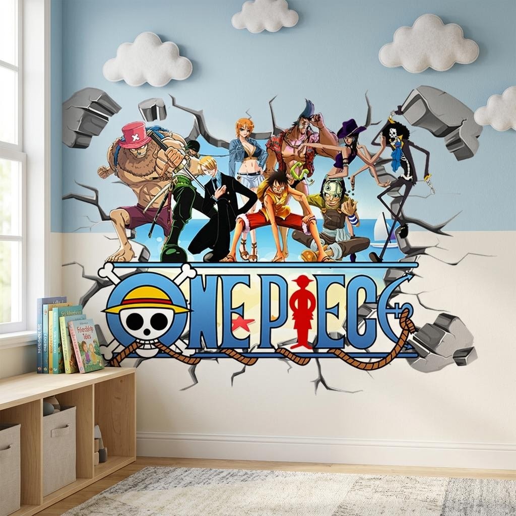 Cartoon One Piece Luffy 3D Wal - đánh giá và giá Wall Decal Nursery