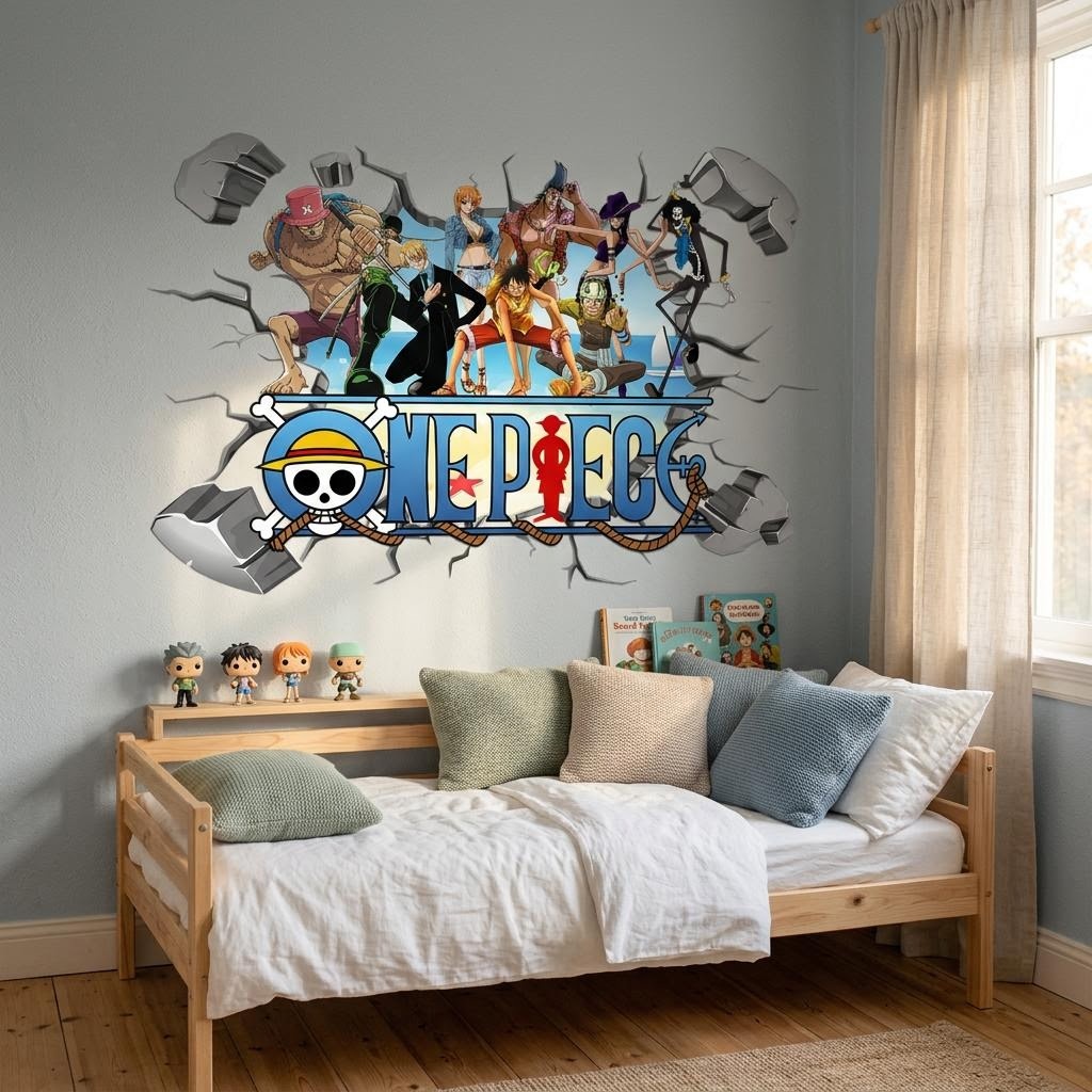 Cartoon One Piece Luffy 3D Wal - đánh giá và giá Wall Decal Nursery