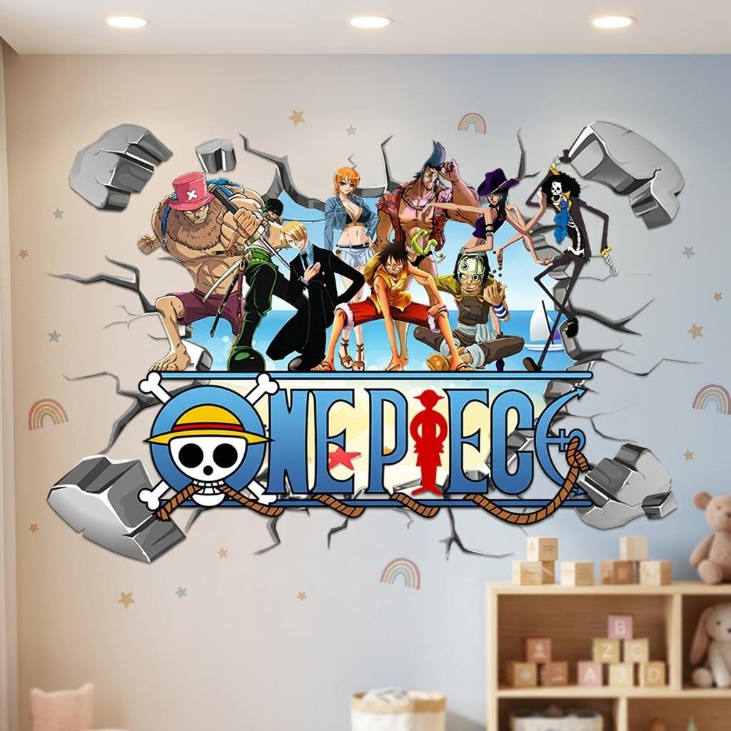 Cartoon One Piece Luffy 3D Wal - đánh giá và giá Wall Decal Nursery