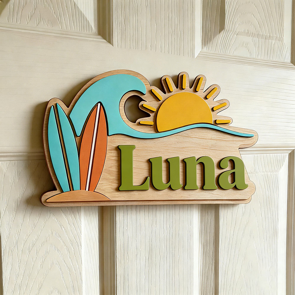 Custom Beach Wave Surfboard Su - đánh giá và giá Baby Nursery Sign