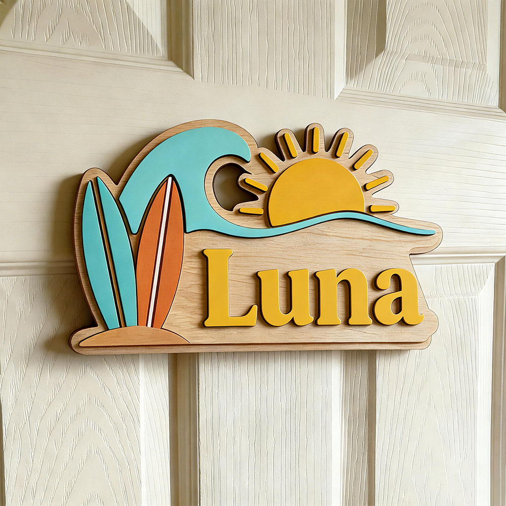 Custom Beach Wave Surfboard Su - đánh giá và giá Baby Nursery Sign