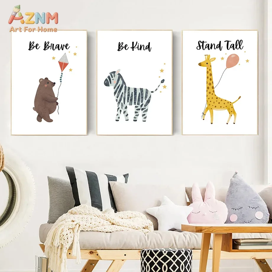 AZNM Be Brave Kind Stand Tall  - đánh giá và giá Baby Nursery Animal Prints