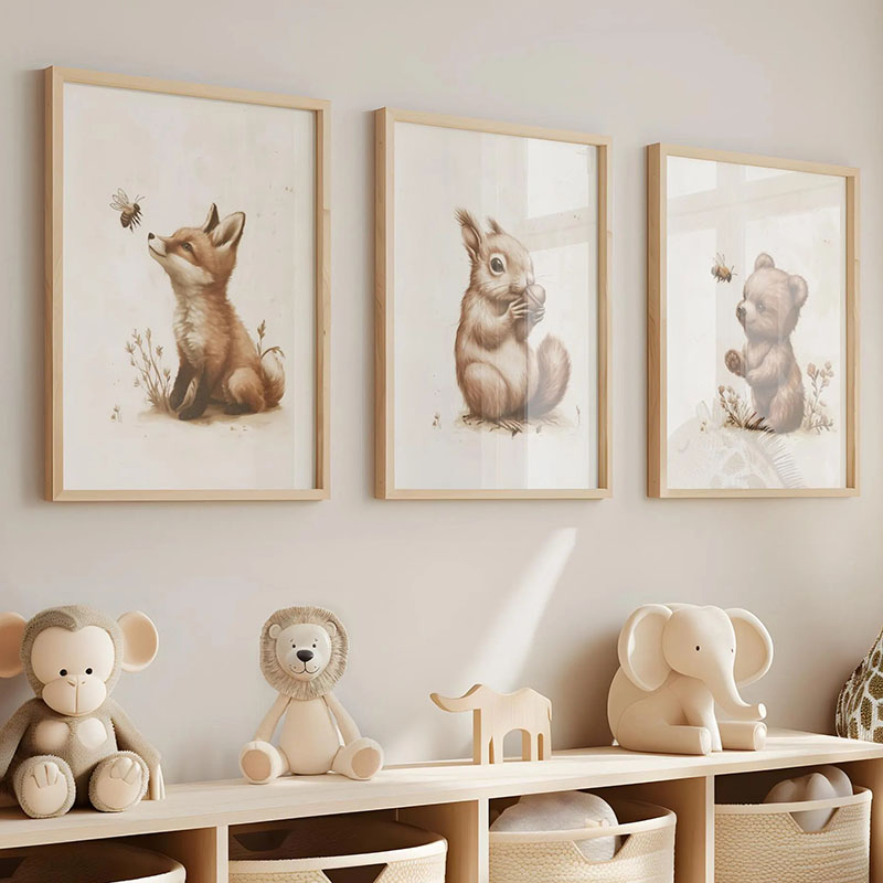 Bear Rabbit Fox Deer Squirrel  - đánh giá và giá Baby Nursery Animal Prints