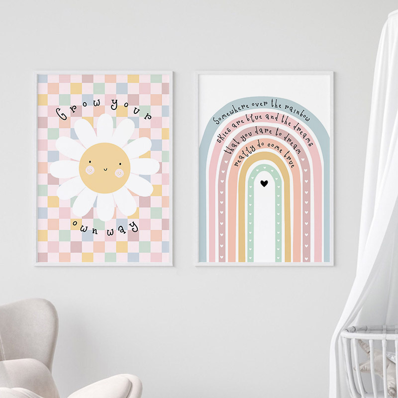 Sun Flower Rainbow Cloud Heart - đánh giá và giá Baby Nursery Paintings