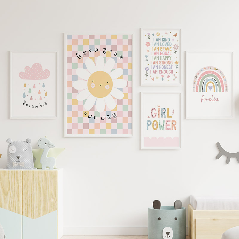 Sun Flower Rainbow Cloud Heart - đánh giá và giá Baby Nursery Paintings