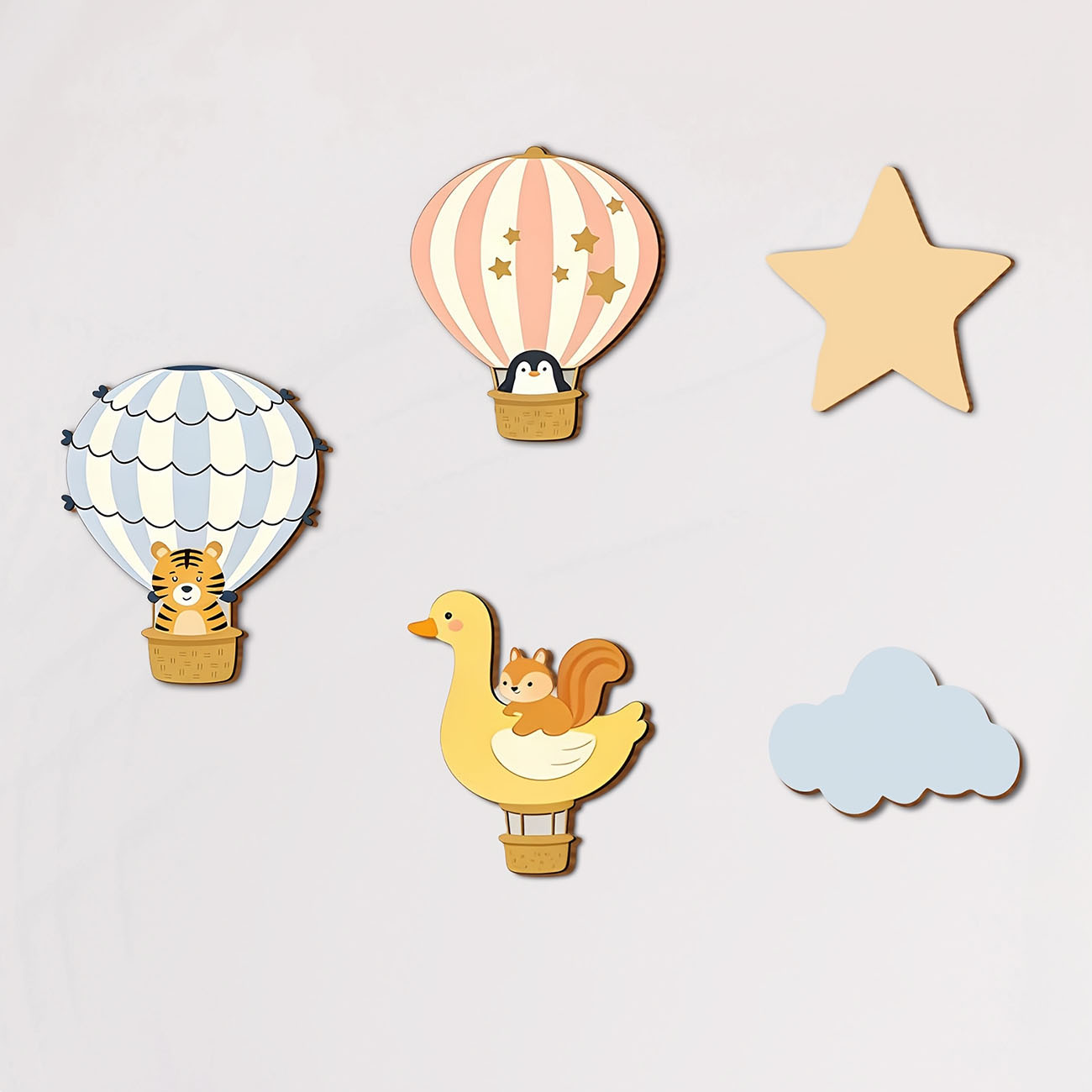 5Pcs Animal Hot Air Balloon Wo - đánh giá và giá Wall Decal Nursery