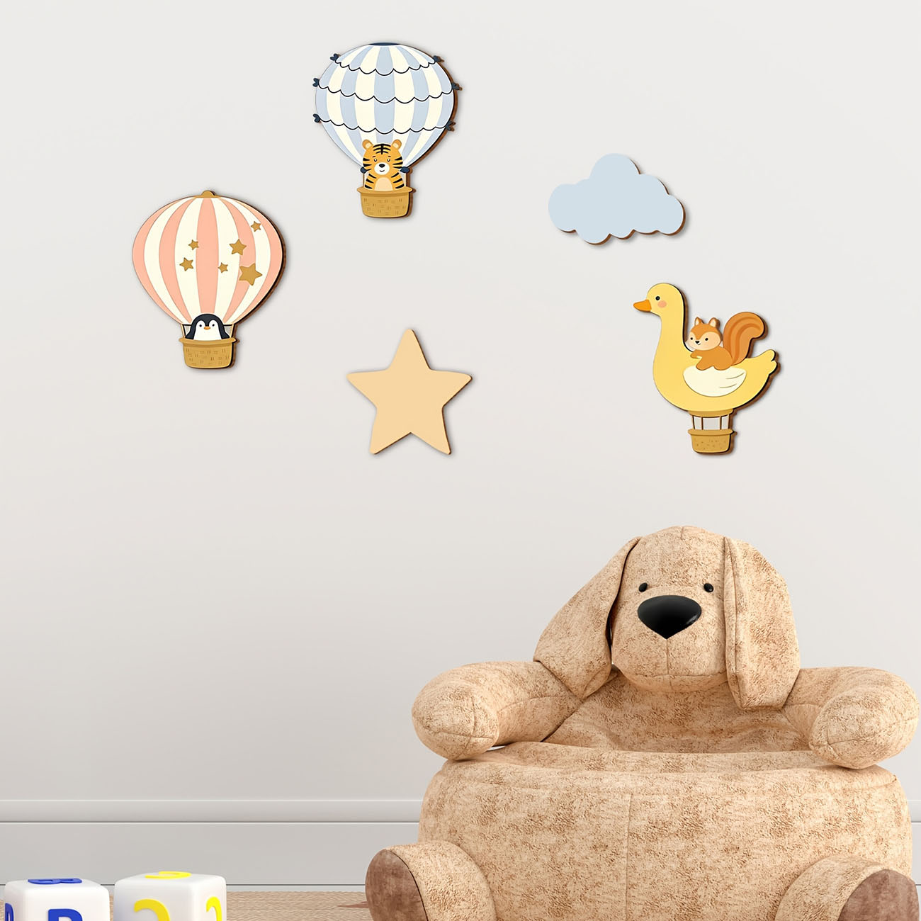 5Pcs Animal Hot Air Balloon Wo - đánh giá và giá Wall Decal Nursery