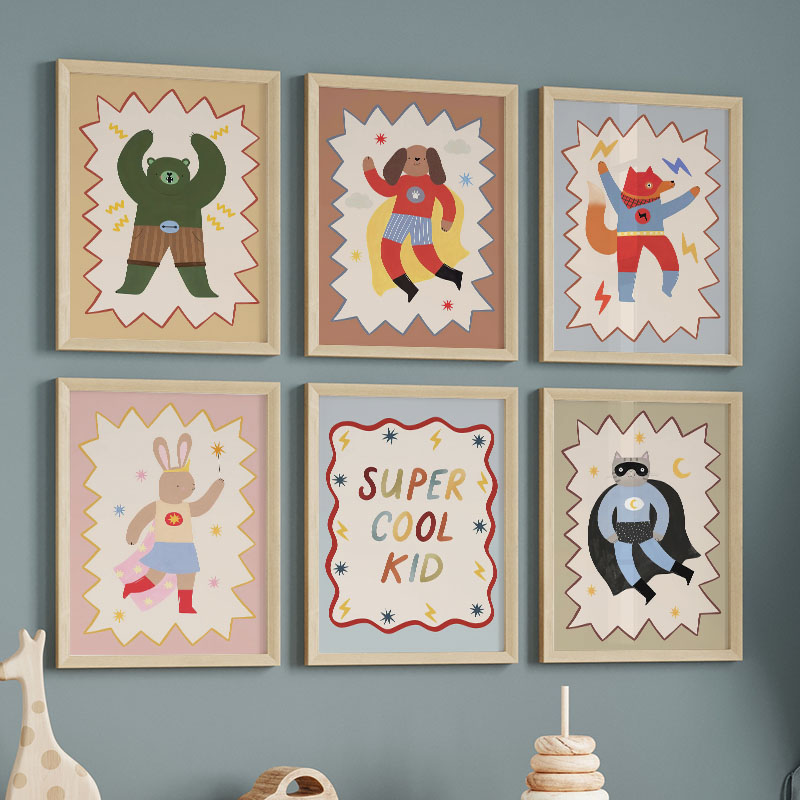 Funny Cartoon Super Cool Kid N - đánh giá và giá Baby Nursery Animal Prints