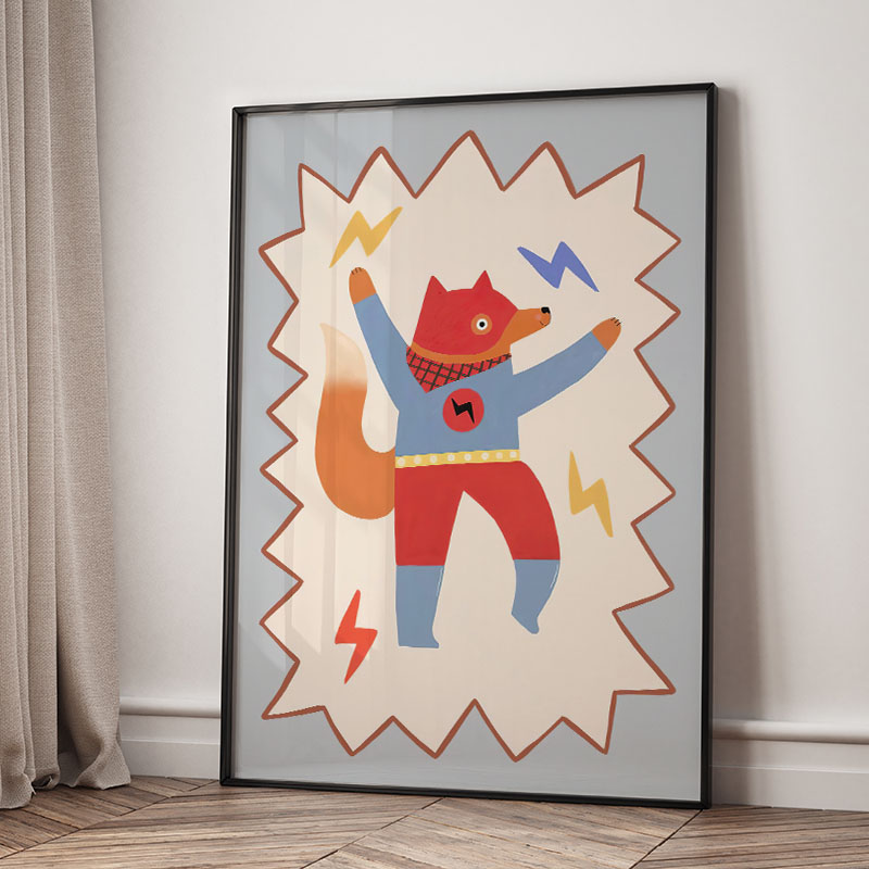 Funny Cartoon Super Cool Kid N - đánh giá và giá Baby Nursery Animal Prints