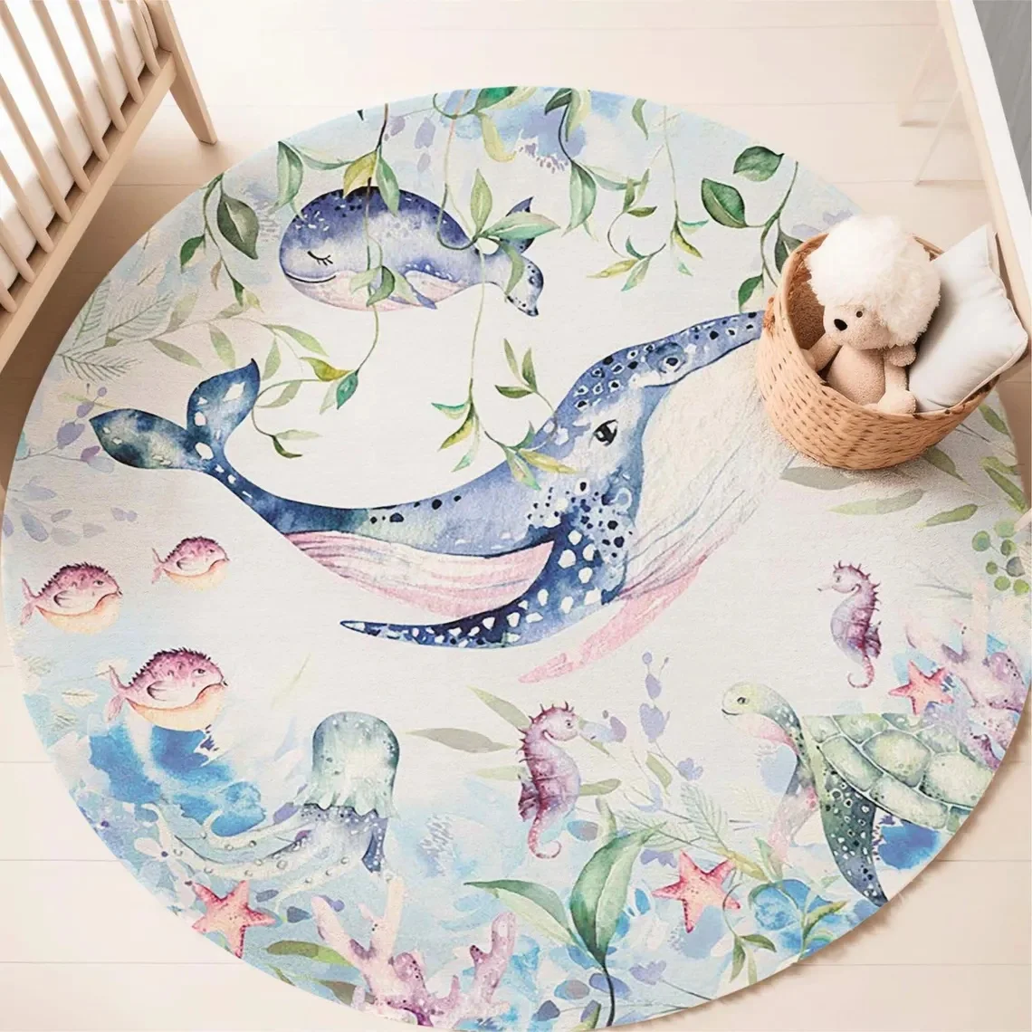 Blue Marine animal Round Carpe - đánh giá và giá Baby Nursery Animal Prints